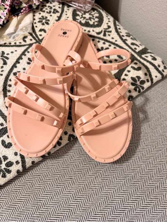 Shade & Shore Shoes - Shade & Shore Blush Pink Studded Jelly Sandals